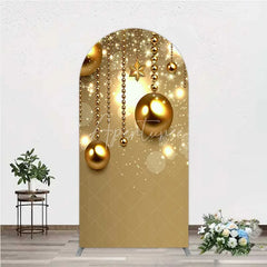 Aperturee - Aperturee Arch Backdrop Christmas Gold Baubles Luxury Hanging Ornaments Sparkle Arch Cover