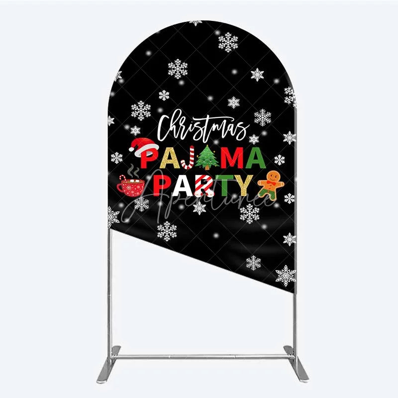 Aperturee - Aperturee Arch Backdrop Christmas Pajama Party Winter Gingerbread Man Cocoa Snowflake Arch Cover