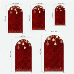 Aperturee - Aperturee Arch Backdrop Christmas Red Gold Ornaments Cover Winter Snowflake Glitter Chiara Wall Background Holiday Party Decor