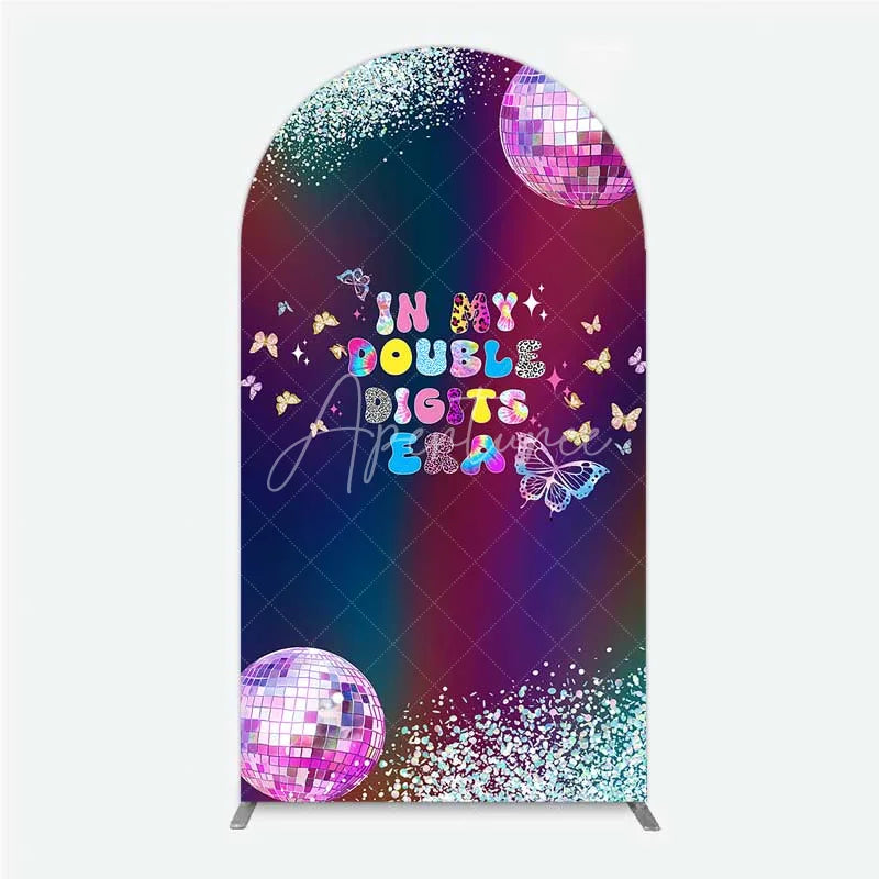 Aperturee - Aperturee Arch Backdrop In My Double Digits Era Groovy Disco Ball Butterfly Birthday Arch Cover