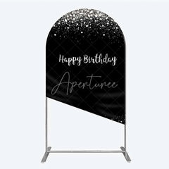 Aperturee - Aperturee Arch Backdrop Silver Diamonds Glitz Black Background Sparkle Happy Birthday Arch Cover