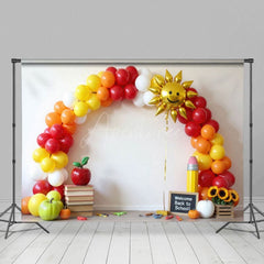 Aperturee - Aperturee Arch Balloons Sun Back To School Photography Backdrop