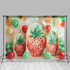Aperturee - Aperturee Arch Strawberry Balloons Summer Cake Smash Backdrop