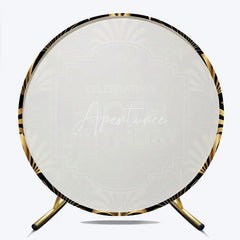 Aperturee - Aperturee Art Deco Gold and Black 60th Birthday Round Backdrop Gatsby Style Celebrating My 60th Birthday Party Decoration