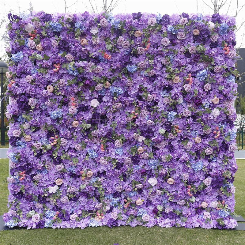 Aperturee - Aperturee Artificial Wall Plant Purple Floral Party Decor