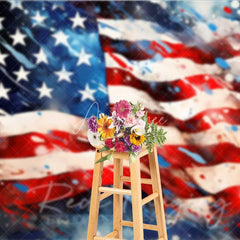 Aperturee - Aperturee Artistic American Flag Photography Backdrop Grunge Splatter Paint USA Banner Background Patriotic July 4th Prop