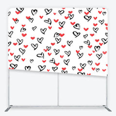 Aperturee - Aperturee Artistic Black and Red Brushstroke Hearts Square Double-Sided Backdrop Romantic Valentine’s Day Celebration Decor