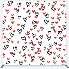 Aperturee - Aperturee Artistic Black and Red Brushstroke Hearts Square Double-Sided Backdrop Romantic Valentine’s Day Celebration Decor