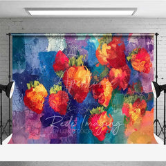 Aperturee - Aperturee Artistic Graffiti Strawberry Wall Photography Backdrop Abstract Paint Grunge Street Art Background