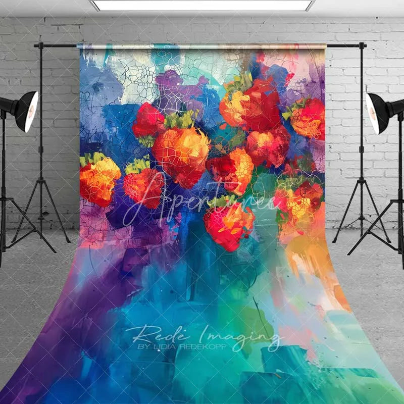 Aperturee - Aperturee Artistic Graffiti Strawberry Wall Sweep Photography Backdrop Abstract Paint Grunge Street Art Photo Background