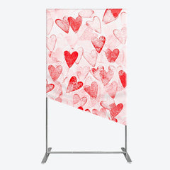 Aperturee - Aperturee Artistic Red and White Textured Hearts Pattern Rectangle Arch Backdrop Romantic Valentine’s Day Party Decor