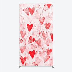 Aperturee - Aperturee Artistic Red and White Textured Hearts Pattern Rectangle Arch Backdrop Romantic Valentine’s Day Party Decor