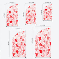 Aperturee - Aperturee Artistic Red Hearts Distressed Pattern Half Moon Arch Backdrop Romantic Valentine’s Day Celebration Decor