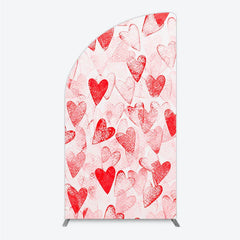 Aperturee - Aperturee Artistic Red Hearts Distressed Pattern Half Moon Arch Backdrop Romantic Valentine’s Day Celebration Decor