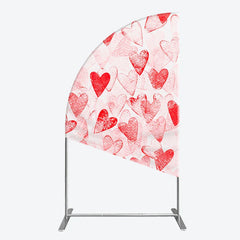 Aperturee - Aperturee Artistic Red Hearts Distressed Pattern Half Moon Arch Backdrop Romantic Valentine’s Day Celebration Decor