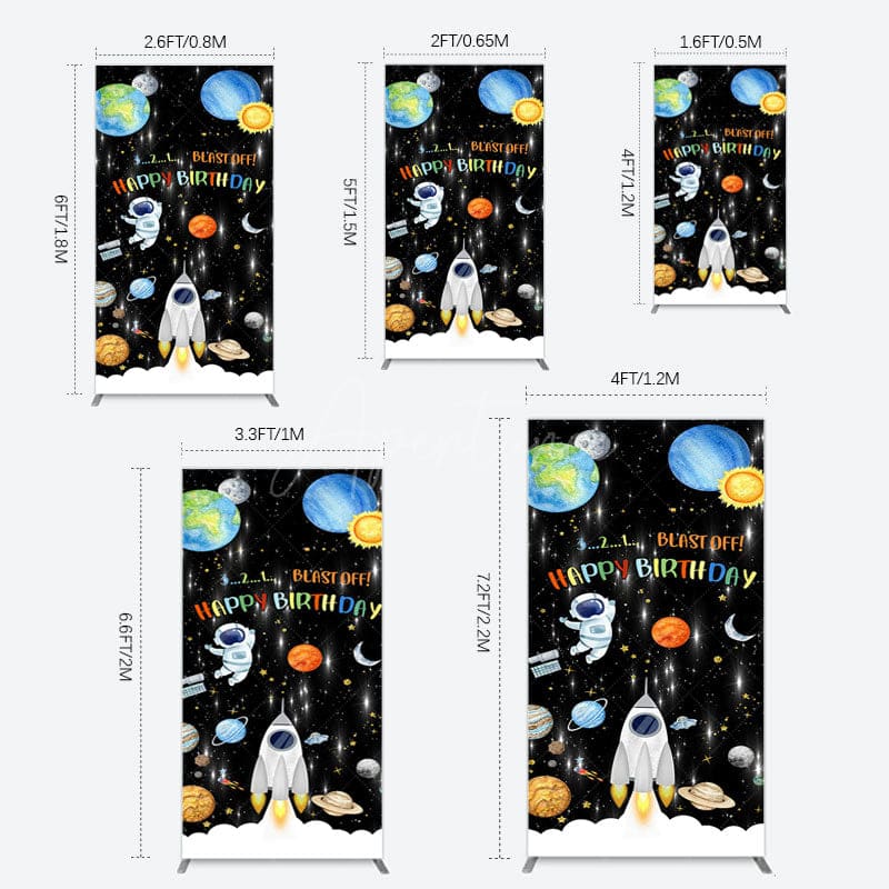Aperturee - Aperturee Astronaut Galaxy Birthday Bash Off Rectangle Backdrop
