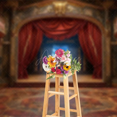Aperturee - Aperturee Auditorium Stage Curtain Old Style Photo Backdrop