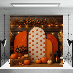 Aperturee - Aperturee Autumn Boho Halloween Pumpkins Room Set Backdrop