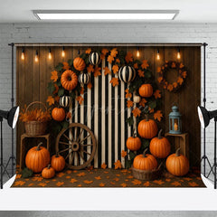 Aperturee - Aperturee Autumn Boho Halloween Pumpkins Room Set Backdrop