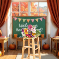 Aperturee - Aperturee Autumn Chalkboard Welcome Back To School Backdrop
