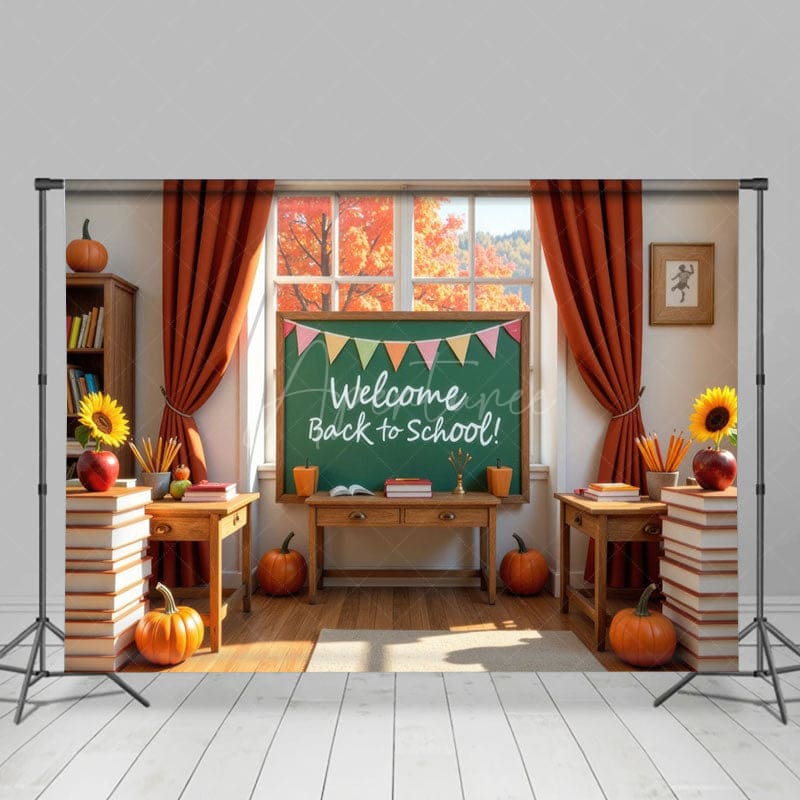 Aperturee - Aperturee Autumn Chalkboard Welcome Back To School Backdrop