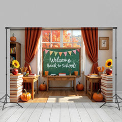 Aperturee - Aperturee Autumn Chalkboard Welcome Back To School Backdrop