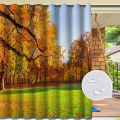 Aperturee - Aperturee Autumn Maple Forest Waterproof Outdoor Curtains For Porch