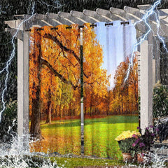 Aperturee - Aperturee Autumn Maple Forest Waterproof Outdoor Curtains For Porch
