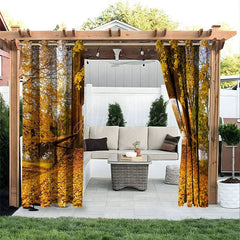 Aperturee - Aperturee Autumn Maple Grove Waterproof Printed Outdoor Curtains