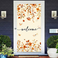 Aperturee - Aperturee Autumn Maple Leaves Welcome Thanksgiving Door Cover