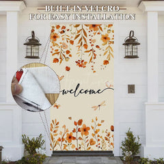 Aperturee - Aperturee Autumn Maple Leaves Welcome Thanksgiving Door Cover