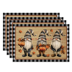 Aperturee - Aperturee Autumn Pumpkin Toys Wood Cartoon Set of 4 Placemats