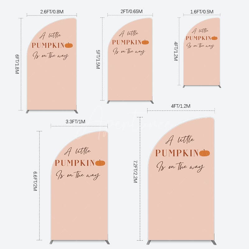Aperturee - Aperturee Autumn Pumpkin Vibe Sweet Baby Shower Half Moon Arch Backdrop