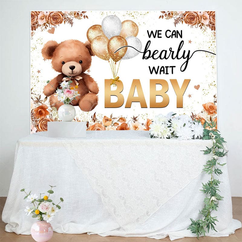 Aperturee - Aperturee Autumn Vibe Bearly Wait Teddy Baby Shower Backdrop