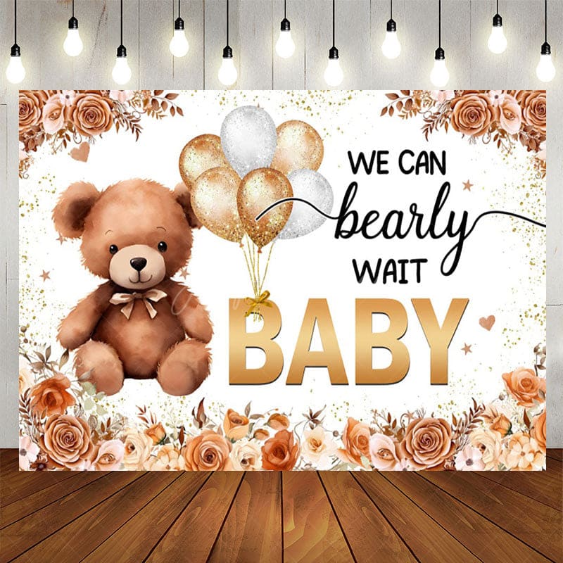 Aperturee - Aperturee Autumn Vibe Bearly Wait Teddy Baby Shower Backdrop