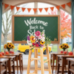 Aperturee - Aperturee Autumn Welcome Back To School Classroom Photo Backdrop
