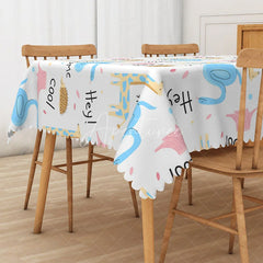 Aperturee - Aperturee Awesome Cartoon Animal World Rectangle Tablecloth for Kids Jungle Safari Birthday Party Decorations