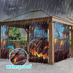 Aperturee - Aperturee Awful Halloween Waterproof Printed Outdoor Curtains