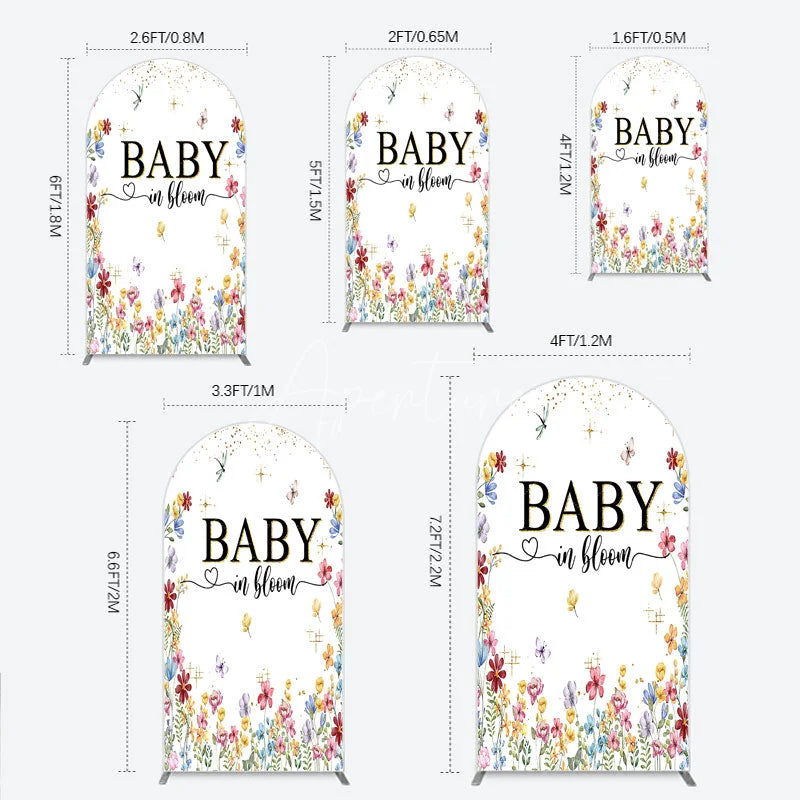 Aperturee - Aperturee Baby In Bloom Arch Backdrop Wildflower Butterfly Party Decoration Spring Garden Floral Background