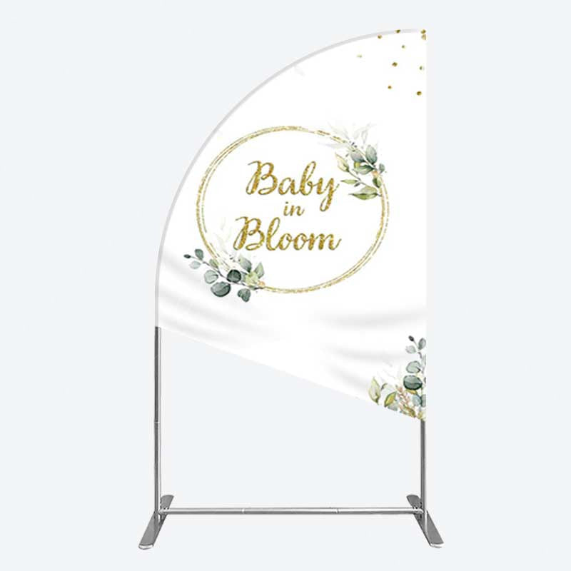 Aperturee Aperturee Baby In Bloom Greenery Baby Shower Half Moon Arch Backdrop