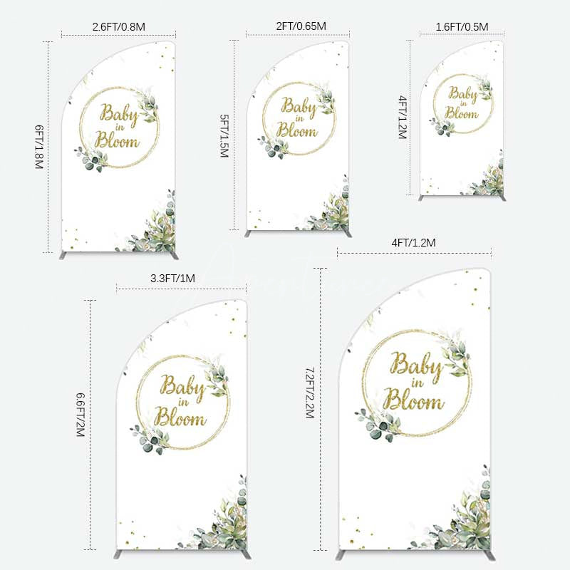 Aperturee Aperturee Baby In Bloom Greenery Baby Shower Half Moon Arch Backdrop