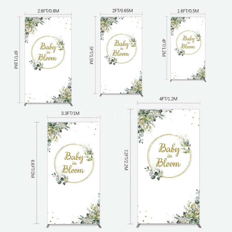 Aperturee Aperturee Baby In Bloom Greenery Baby Shower Rectangle Backdrop