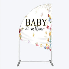 Aperturee - Aperturee Baby In Bloom Half Moon Arch Backdrop Wildflower Butterfly Party Decoration Spring Garden Floral Background