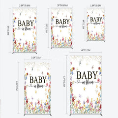 Aperturee - Aperturee Baby In Bloom Rectangle Backdrop Wildflower Butterfly Party Decoration Spring Garden Floral Background