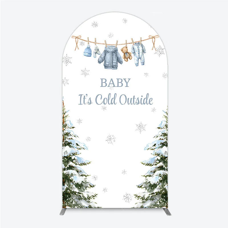 Aperturee - Aperturee Baby It¡¯s Cold Outside Arch Backdrop Winter Wonderland Baby Shower and Snow Pine Forest Party Decoration