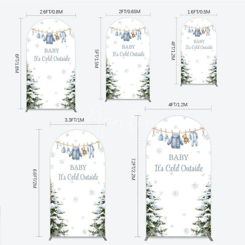 Aperturee - Aperturee Baby It¡¯s Cold Outside Arch Backdrop Winter Wonderland Baby Shower and Snow Pine Forest Party Decoration