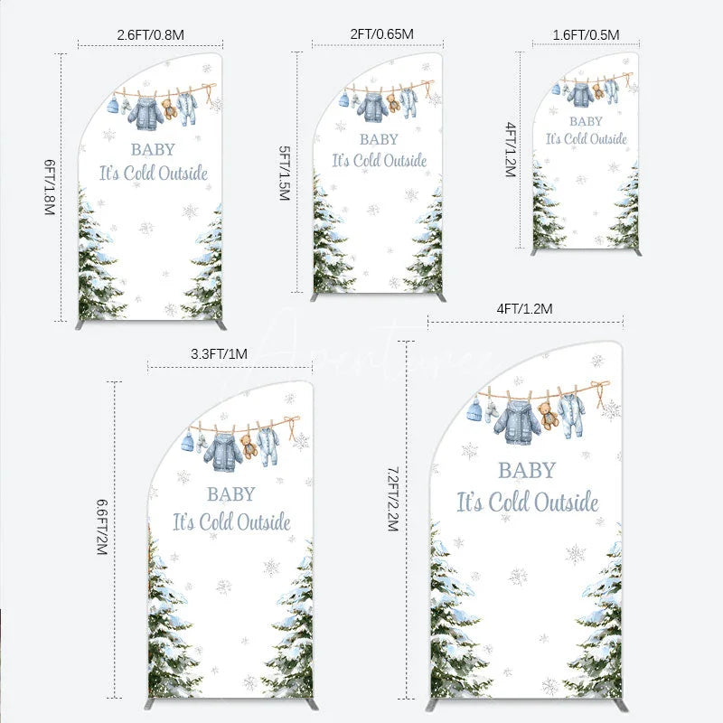 Aperturee - Aperturee Baby It¡¯s Cold Outside Half Moon Arch Backdrop Winter Wonderland Baby Shower and Snow Pine Forest Party Decoration