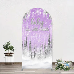 Aperturee - Aperturee Baby It’s Cold Outside Arch Backdrop Lavender Winter Wonderland Purple Snowflake Girl Baby Shower Decor