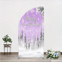 Aperturee - Aperturee Baby It’s Cold Outside Half Moon Arch Backdrop Lavender Winter Wonderland Purple Snowflake Girl Baby Shower Decor