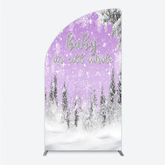 Aperturee - Aperturee Baby It’s Cold Outside Half Moon Arch Backdrop Lavender Winter Wonderland Purple Snowflake Girl Baby Shower Decor
